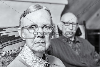 Scowling Elderly Couple