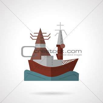 Sea port flat color vector icon