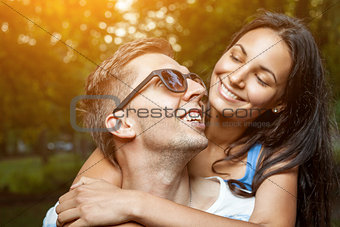 Young happy couple in love having a goot time