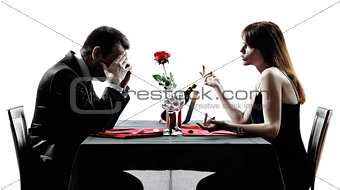 couples lovers dating dinner  dispute separation silhouettes