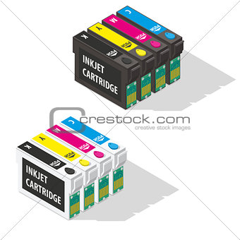Ink jet cartridges isometric icon