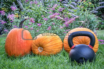 kettlebell and pumpkins