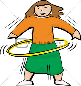 Fit Woman Using Yellow Hula Hoop