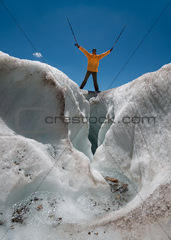 tourist on glacier