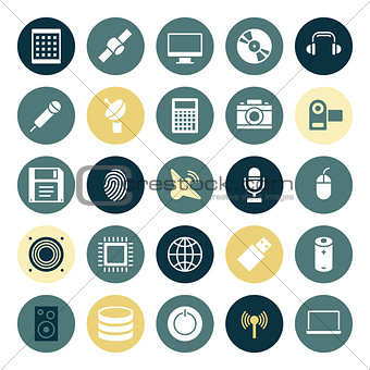 Flat design icons for technology and devices