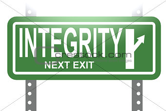 Integrity green sign board isolated