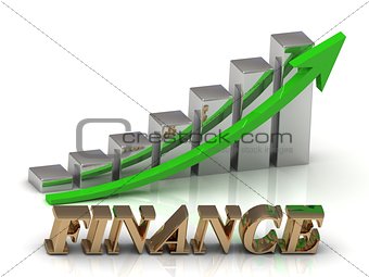 FINANCE- inscription of gold letters and Graphic growth 