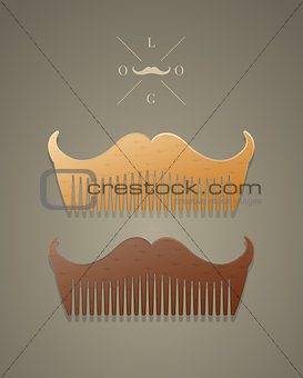 Vector trendy comb in shape of mustaches 