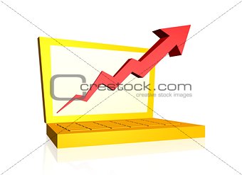 Growth arrow from laptop screen