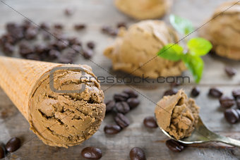 Close up mocha ice cream
