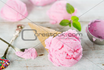 Close up pink ice cream
