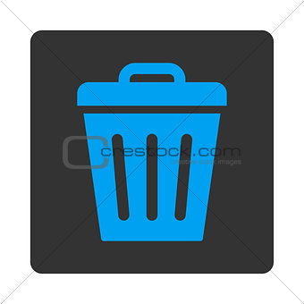 Trash Can flat blue and gray colors rounded button