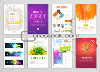 Set of Flyer, Brochure, Background, Infographic, Banner Designs. Vector Poster Templates. Paint Splashes Abstract Background for Business Card