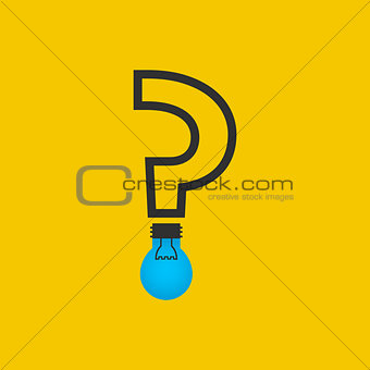 Flat vector question mark with a light bulb