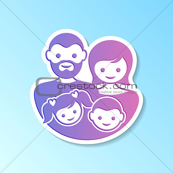 Family label with parents and children