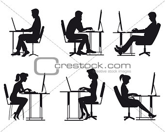 People working at computer