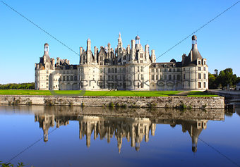 Chateau Chambord castle with reflection, Loire Valley, France