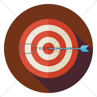 Flat Business Success Target Circle Icon with Long Shadow