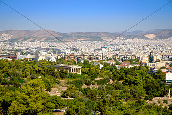 Scenic citiscape of Athens with ancient temple