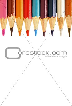 Abstract background from color pencils isolated on white background closeup