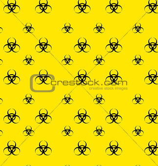 Seamless Pattern with Bio Hazard Signs, Wallpaper Danger Symbols