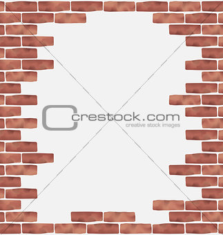 Broken brown brick wall, grunge texture background
