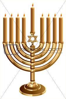 Hanukkah candleholder with 9 candles. Candlestick for 9 candles