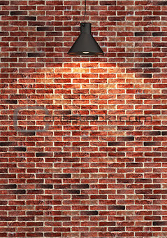 red brick wall decoration under the spot light rendering
