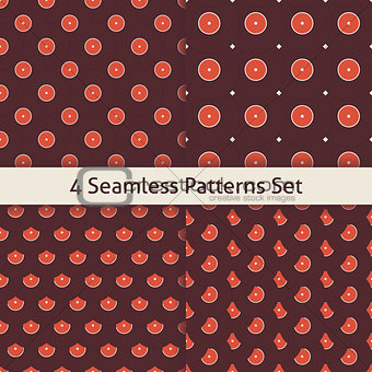 Four Vector Flat Seamless Music Vinyl Disc Patterns Set