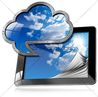 Tablet Pc With Cloud Computing Symbol