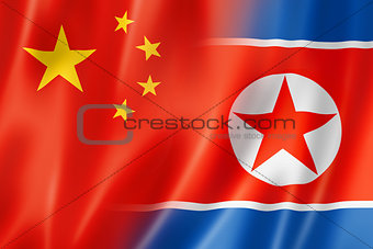 China and north korea flag