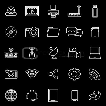 Hi-tech line icons on black background