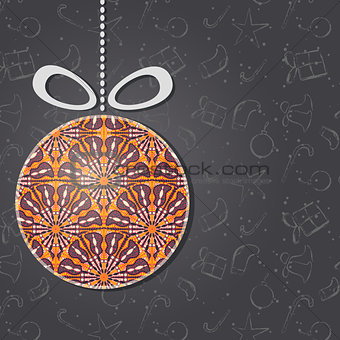 Merry Christmas Greeting Card with Glass Ornament