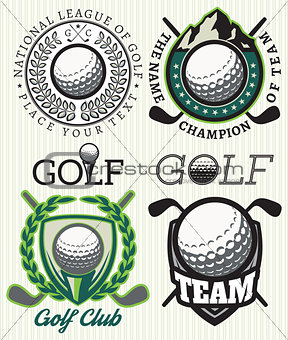 set vector patterns badges with attributes for golf