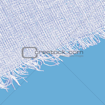 Canvas texture with fringe. White blue color