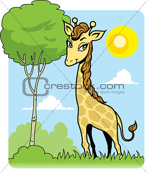 Cute Giraffe and Tree