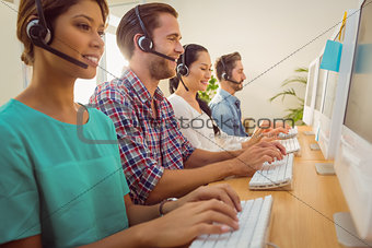 Business team working at the call centre