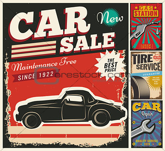 Vintage set of vector cars for advertising