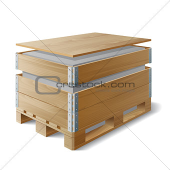 Wooden box with cargo on a pallet