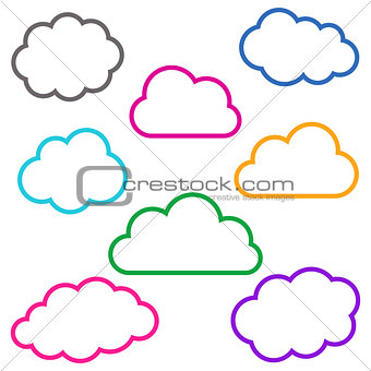 Colorful cloud outlines collection
