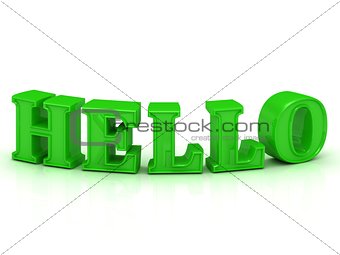 HELLO - inscription of bend green letters