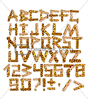 3d alphabet in style of a safari