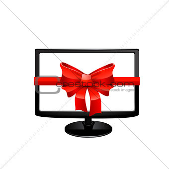Tv with red bow. Vrctor