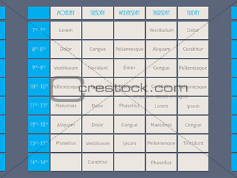 Blue timetable template flat style 