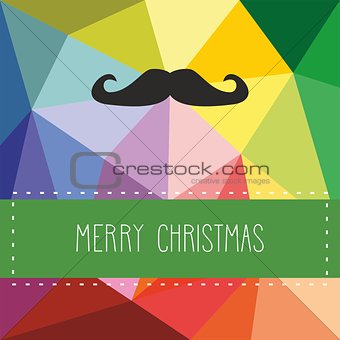 Christmas vector card with mustache and Merry Christmas wishes