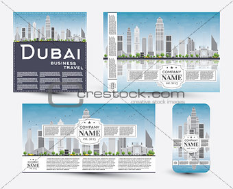 Corporate Identity templates set with Dubai skyline