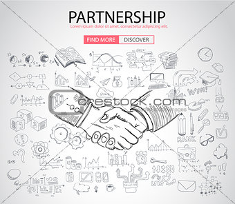 PartnerShip concept  with Doodle design style