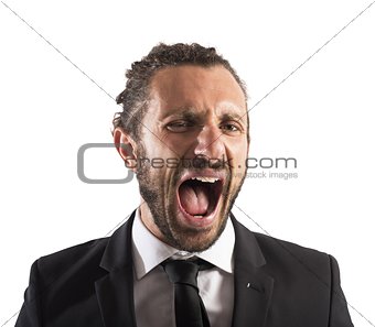 Furious businessman screaming