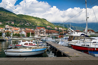 Tivat local fisherman's boats marina