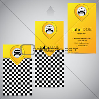 Two piece taxi business card with pointer